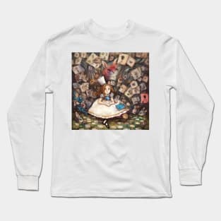 Alice in Wonderland. "Tea Party with the Mad Hatter and the Cheshire Cat" Long Sleeve T-Shirt